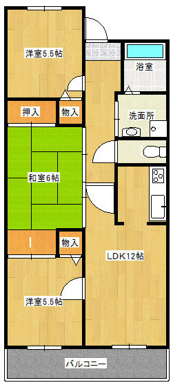 兵庫県宝塚市安倉中５丁目(賃貸マンション3LDK・2階・66.00㎡)の写真 その2