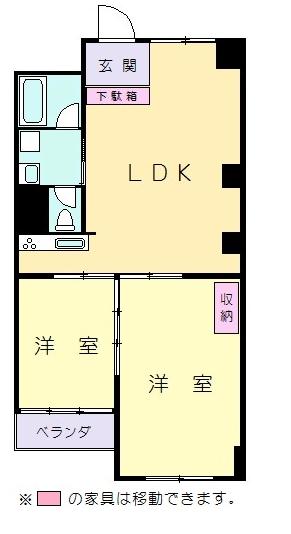 多摩平第一ビルマンション 402｜東京都日野市多摩平１丁目(賃貸マンション2LDK・4階・62.68㎡)の写真 その2