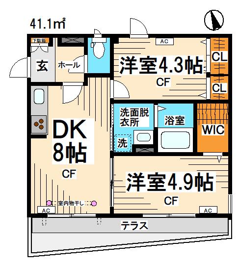 東京都杉並区永福３丁目(賃貸アパート2DK・1階・41.10㎡)の写真 その2