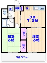 新潮通り一番館 205 ｜ 千葉県市川市欠真間１丁目（賃貸マンション2DK・2階・44.80㎡） その2