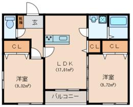 イーストコート 201 ｜ 長崎県佐世保市竹辺町（賃貸アパート2LDK・2階・51.03㎡） その2