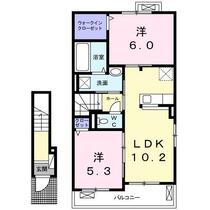 コンフォート上野丘南Ｂ 204 ｜ 大分県大分市大字上野（賃貸アパート2LDK・2階・54.85㎡） その2