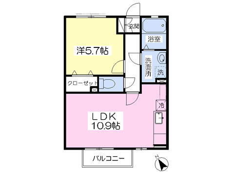 ソレイユ・アクティス 203｜熊本県熊本市東区尾ノ上４丁目(賃貸アパート1LDK・2階・39.74㎡)の写真 その2