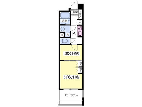 グランルージュ北一番丁 305｜宮城県仙台市青葉区木町通１丁目(賃貸マンション2K・3階・31.37㎡)の写真 その2