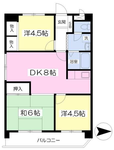 ピュア武蔵野Ⅱ 403｜東京都西東京市田無町５丁目(賃貸マンション3DK・4階・53.55㎡)の写真 その2