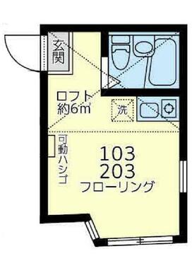 ２０３　洋室＋ロフト約６㎡（ＴＶジャック付）