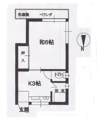 バス・トイレ別で１Ｋのお部屋です。