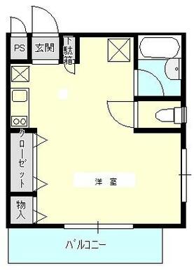 ２３．７㎡。広めのワンルームです。