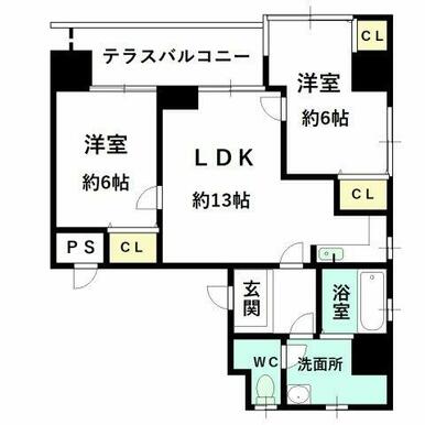 １人暮らし・２人暮らし向け2LDK！