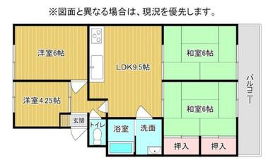 洋室と和室、多様な居室で広々使える３ＬＤＫ。ＬＤＫ９．５帖は家族団らんのスペースに。収納も充実してお