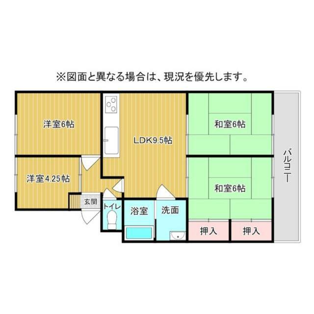洋室と和室、多様な居室で広々使える３ＬＤＫ。ＬＤＫ９．５帖は家族団らんのスペースに。収納も充実してお