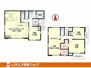 LDK18帖、全居室洋室となっております。南面リビングの為陽当たり良好♪