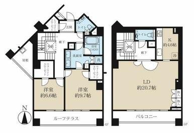 ★南向き！陽当り良好！最上階メゾネットタイプ。 リビング天井高さは2.9ｍの解放感！主寝室も天井高さ2.6