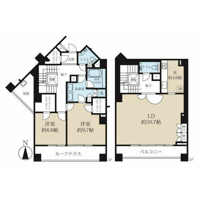★南向き！陽当り良好！最上階メゾネットタイプ。 リビング天井高さは2.9ｍの解放感！主寝室も天井高さ2.6