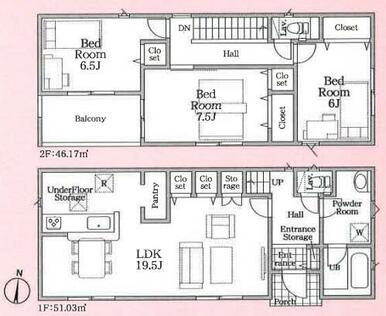 １号棟…【新価格！】２４８０万円　３ＬＤＫ＋パントリー（角地）