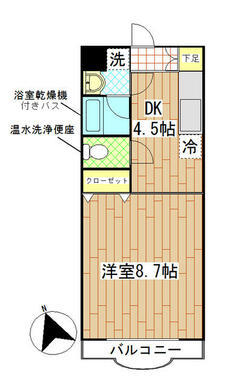 ３０平米超の広い間取り。居室も８．７帖あります。荷物が多くても安心です♪