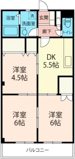 セレネハイツ ３０３ 3DKの画像