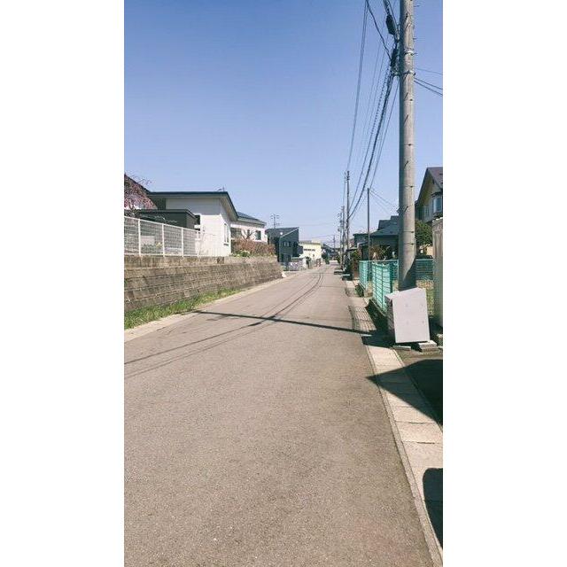 前面道路です。アパートの敷地内のゴミ置き場があります。