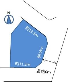 区画図　南向きの三方向道路