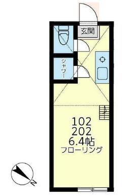 １０２　洋室約６．４帖＋ロフト約４．２帖・ロフト高１．４ｍ