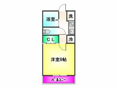 家電付き、広々洋室８帖