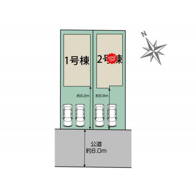 札幌市東区伏古8条3丁目2棟 区画図