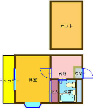 西向きのロフト付きの部屋