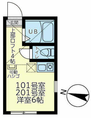 １０１　洋室６帖＋ロフト４帖