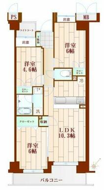 2LDK+4.6帖の納戸！ファミリータイプ◎全居室収納を完備！