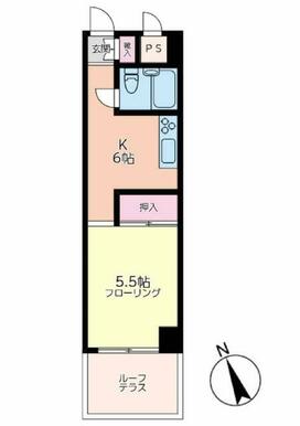 ２０５　洋室約５．５帖、ＤＫ約６帖