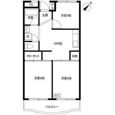 南東向きの３ＤＫ※和室は洋室にリフォームします。