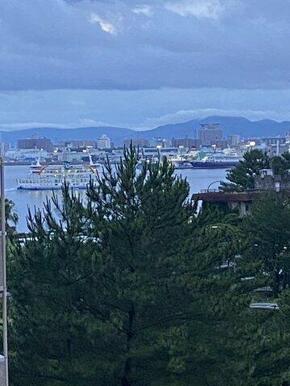 日中は、白波を立てて走るフェリーや市街地の眺望が楽しめます。