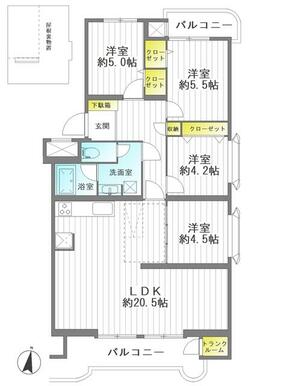 広々９０㎡の４ＬＤＫ角住戸！二面バルコニー付き♪