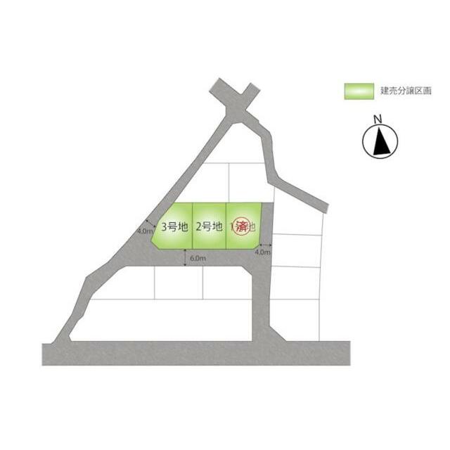 ３号地（棟）は角地にあります。敷地形状を活かした建物プランで完成しました！