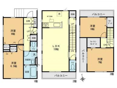 【間取り】LDK18帖＆全居室6帖以上のゆとり空間！