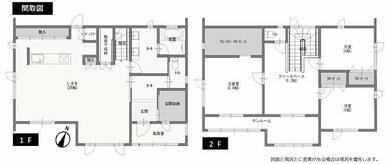 3LDKの間取。階段は幅広階段になっています。