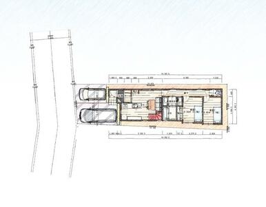 小屋裏には持ち出し鉄製固定階段採用。１１帖のリビングですが勾配天井と相まって広がりを感じます。