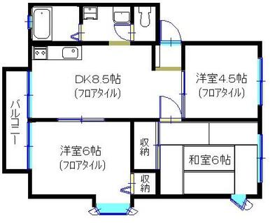 間取図～図面左のバルコニー側が南です