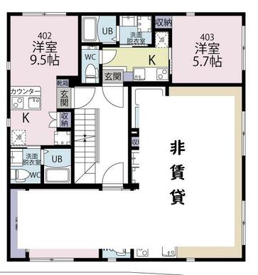 現況と相違がある場合は現況有姿とします。（収納部分が給湯器へ変更）