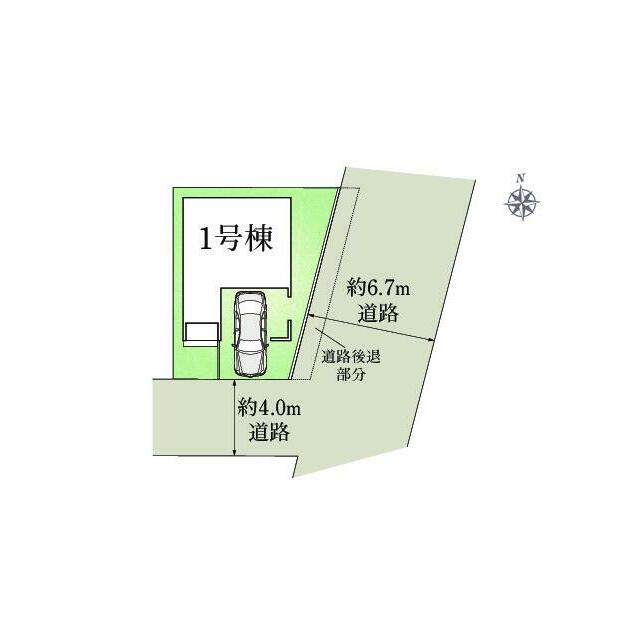 1号棟　区画図面　駐車場スペースあり
