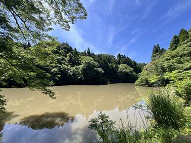 物件南東側にある堰の写真です。夕暮れ時はまた違った風情がありとても綺麗です。