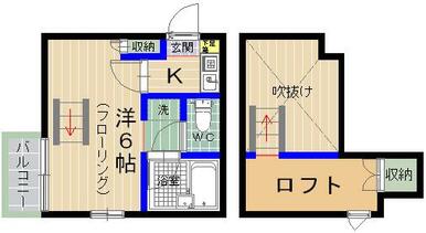 間取図（１Ｋ＋ロフト）