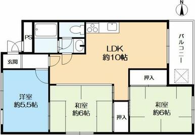専有面積：65.04㎡の3LDK、最上階南東角部屋住戸です。平成22年9月に室内リフォーム履歴がございます。