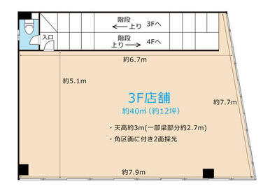 ２面採光の明るい店舗となります。