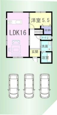 車3台駐車可能です！※車の配置は一例です。