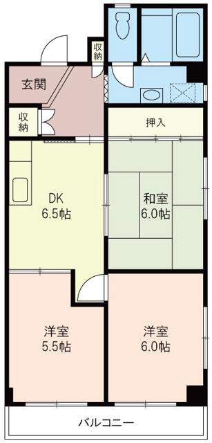 島村ハイツ ２０１ 3DKの画像