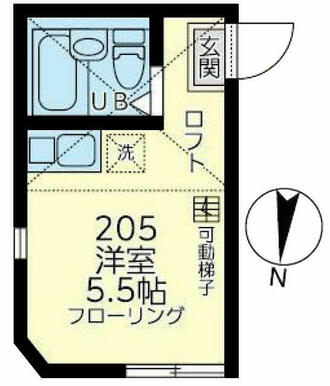 ２０５　洋室５．５帖＋ロフト５．５１㎡