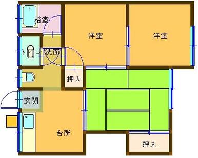 アパート図面（部屋によって間取り・設備異なる）