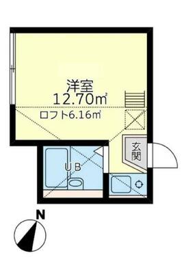 １０２　洋室＋ロフト６．１６㎡・ロフト高１．３ｍ