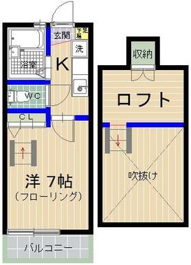 間取図（１Ｋ＋ロフト）